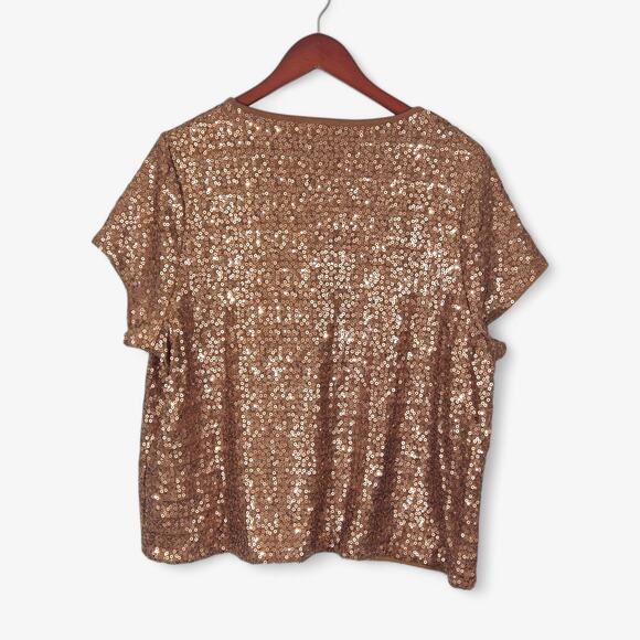NEW Splendid Women’s Sequin Top Y2K Glam Loungewear Metallic Shine Retro Sz XL - Picture 3 of 10